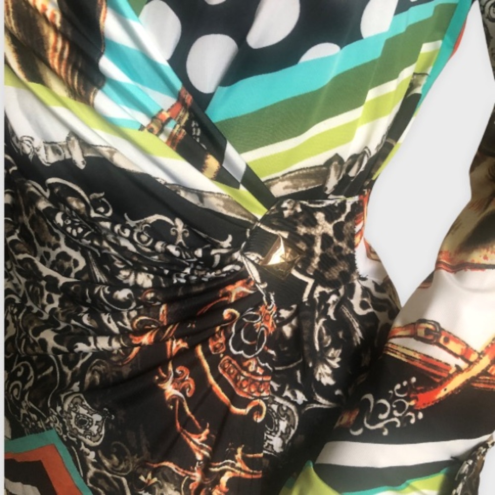 COLORFUL LONG SLEEVE MULTI-PATTERNED DRESS - Picture 3 of 9